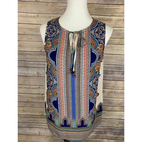 Cynthia Rowley Medium Tie Collar Blouse Boho - Picture 1 of 10